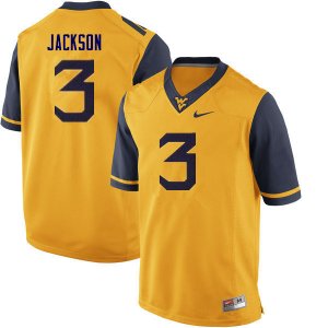 Men's West Virginia Mountaineers NCAA #3 Trent Jackson Yellow Authentic Nike Stitched College Football Jersey LV15B08RS